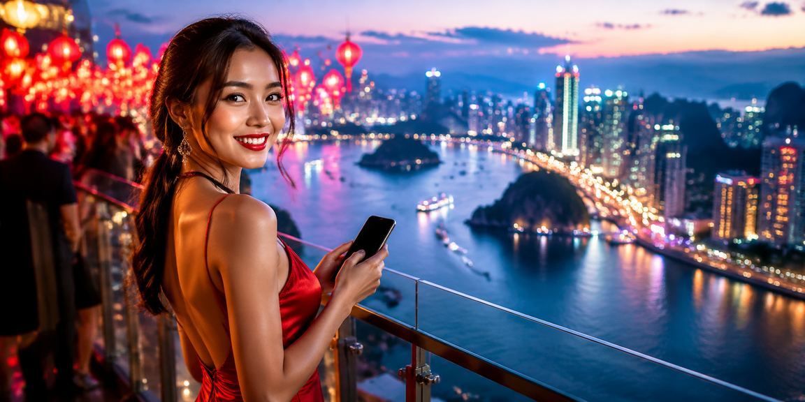 Khung cảnh vịnh Hạ Long tuyệt đẹp với người chơi tận hưởng cá cược trực tuyến trên bãi biển